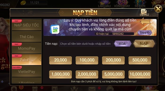 Hướng dẫn Nạp tiền Game Twin 68 bằng ví điện tử ZaloPay